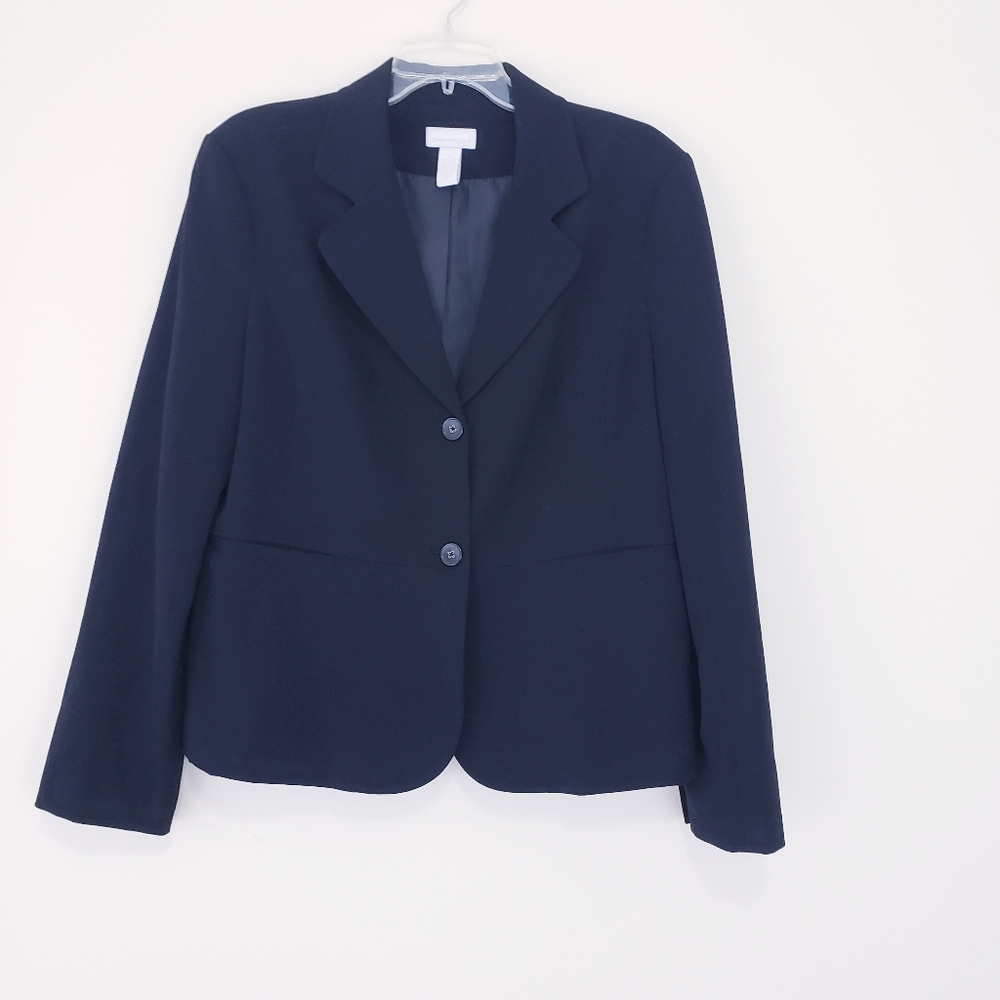 Charter Club Black Lapel Blazer Two Button Boxy Blazer Size 14